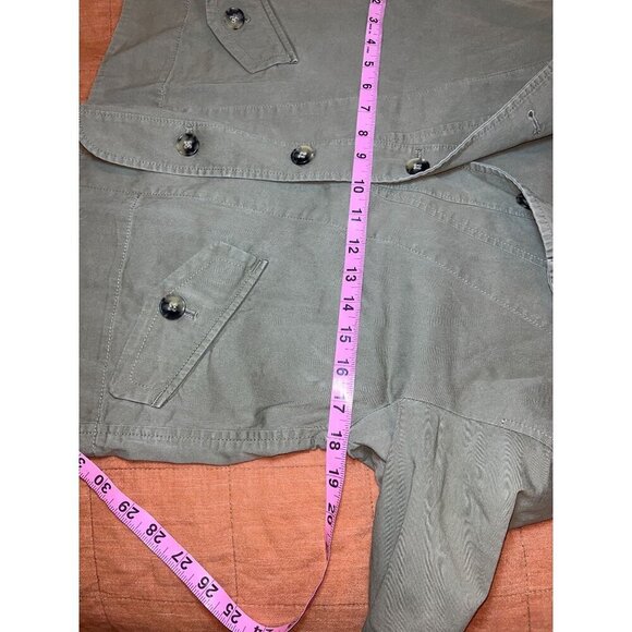 Theory Womens Olive Green Cotton Blend Jacket Size 8 With Button Closure & Pocke - Picture 3 of 6